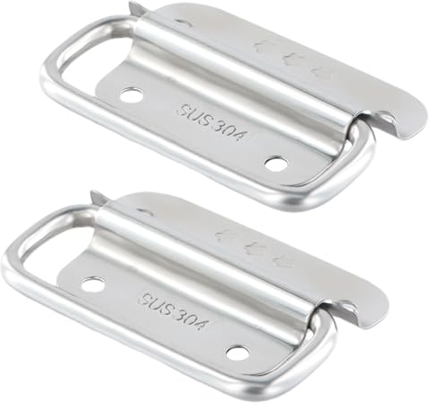 Chstarina 2 Poignées Pliantes, Poignées Traction d'Acier Inoxydable, Porte en Métal Extracteur Poignée, Poignée de Boîte, Poignées de Caisse Pliantes pour Boîte à Outils