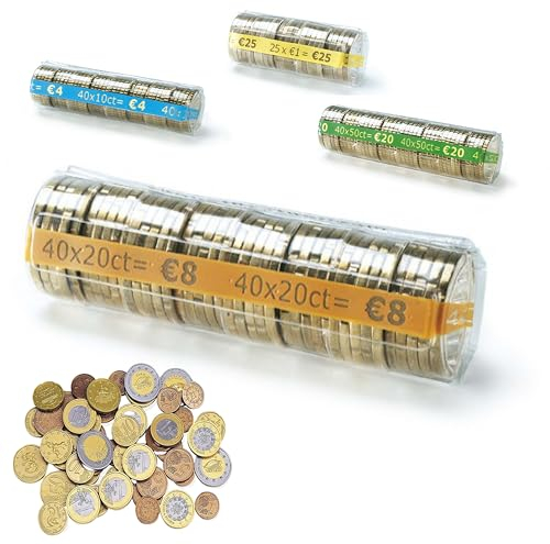 AF® - 125 Münzhülsen für 20cent Münzen | Europäisches Format, Organisieren und Schützen Sie Ihr Bargeld, Münzrollen Kunststoff