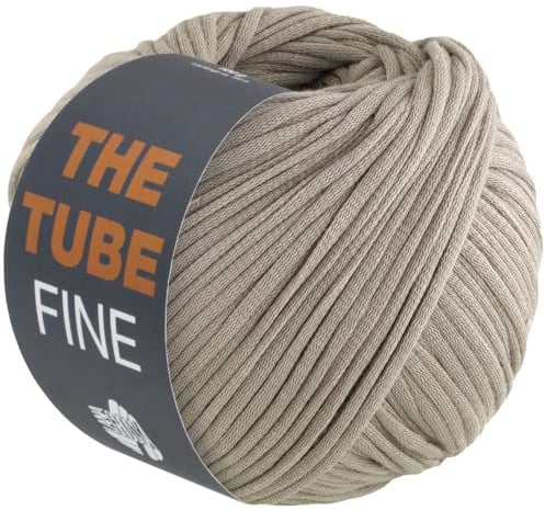 LANA GROSSA The Tube Fine | Dünnes, gefülltes Baumwollschlauchbändchen - ideal für Dekoartikel & Taschen | Handstrickgarn aus Baumwolle & Polyamid | 100g Wolle zum Stricken & Häkeln | 140m Garn FB126