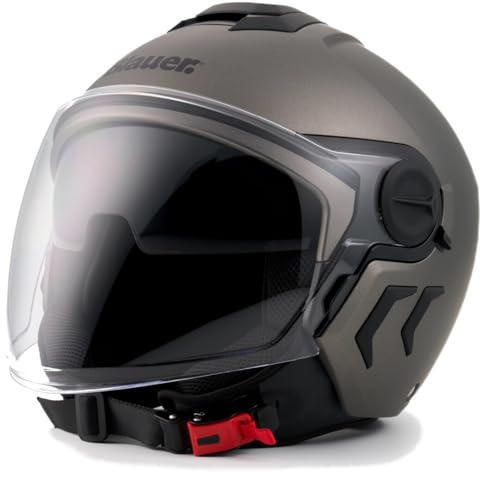 Blauer Demi-Jethelm - DJ01 Mono H80 Titan matt L, Motorrad Zubehör
