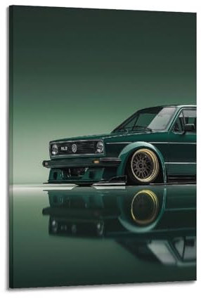 Poster mit deutschem Rennwagen, grüner Golf, MK1, GTI, Sportwagen, dekoratives Gemälde, Leinwand, Wandposter und Kunstdruck, moderne Familienschlafzimmer-Dekoration, Poster, 60 x 90 cm