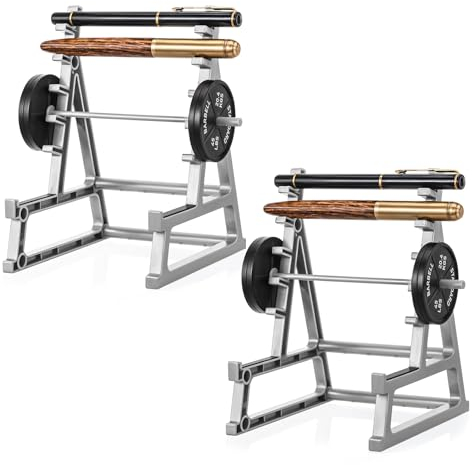 2 Stück Squat Rack Stifthalter, Squat Rack Büro Dekor Mini Langhantel Rack Stifthalter Desktop Squat Rack Stifthalter mit Gewichten & Langhanteln für Büro Gym Dekorationen für Fitness Gewichtheben