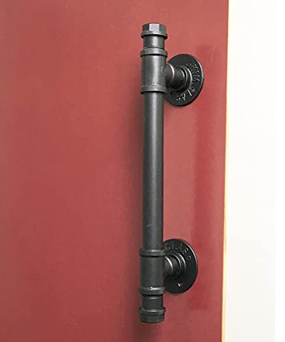 Poignées de porte en fer forgé pour poignées coulissantes intérieures/extérieures robustes de 81,3 cm pour portail, grange, abri de jardin, garage, armoire, installation à vis