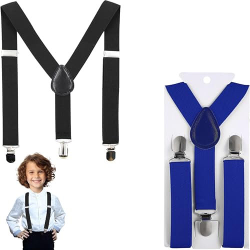 XENQITO Bretelles en Y pour Enfants - 2 Pièces Ajustables et Élastiques avec Clip Solide pour Garçons et Filles