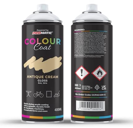 Colour Coat Pro-Matic Antique Ivory Cream Gloss RAL 1014 Aerosol Spray Paint 400ml (1)