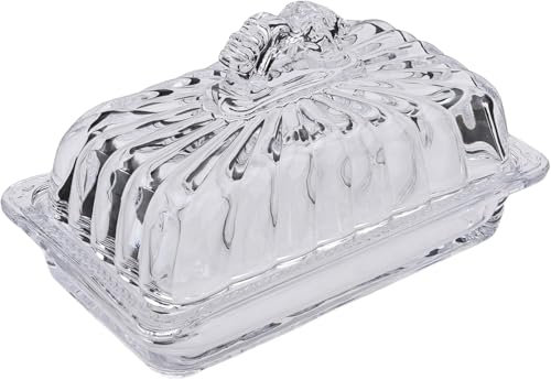 PEPAXON Beurrier rectangulaire en verre transparent avec couvercle - 250 g - Beurrier (BTD-Arch)
