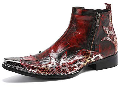 Stivaletti da Uomo Stivali in Pelle di Serpente con Texture Pathwork Party Business Office for Le Vacanze Vera Pelle Il Primo Strato di Pelle Bovina(39 EU)