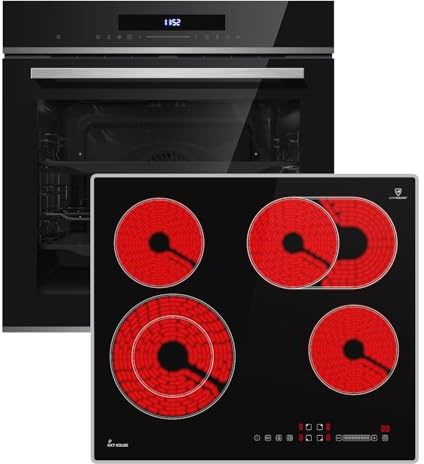 KKT KOLBE Herdset SET8019CH59AL, Backofen und Kochfeld mit Rahmen | 60 cm Backofen EB8019EDP, 59 cm Kochfeld CH5901AL, Pyrolyse, Pizzafunktion, Grill, Umluft, Heißluft, Teleskopauszüge