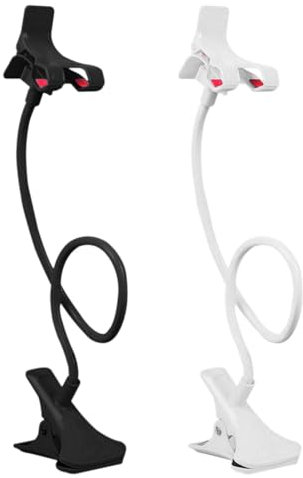 Yumneo 2 Stück Schwanenhals-Handyhalter, flexibler Handy-Halter, Mehrzweck-Handyklemme, verstellbare Bett-Handyhalterung mit Clip, 360-Grad-Halterungsklemme