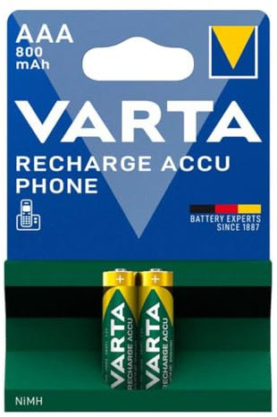SOS Accessoire Wiederaufladbare Batterien AAA LR03 NIMH 800 mAh für VARTA Zubehör und Wartung 58398101402, 2 Stück