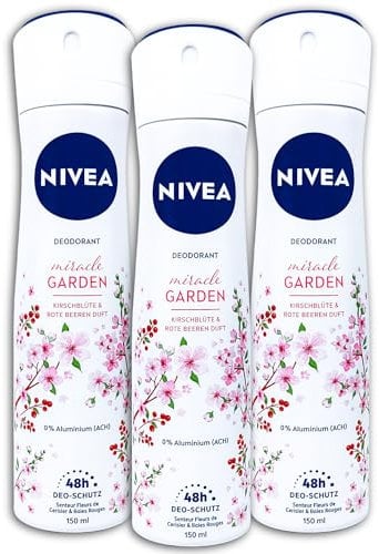 3 er Pack NIVEA Deo Spray miracle Garden Kirschblüte 3 x 150 ml Deodorant