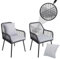 Mendler Lot de 2 chaises de Jardin HWC-O12, Assise/Dossier rembourrés en Aluminium tressé Rope - Anthracite, Housse Grise