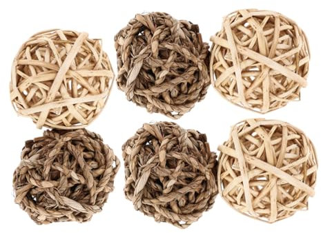 EXAOMBLE 6stücke Kaninchen Kauspielzeug Ball Aus Naturgras Für Hasen Und Chinchillas Drinnen Aufhängen Kauen Beißen Als Spielplatz Und Snack Für Kleintiere Und Haustiere