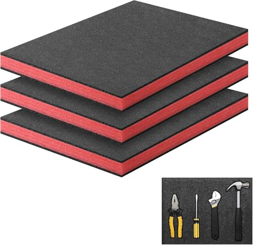 Storystore Schaumstoff Zuschnitt 3 Stück, 40 x 30 x 4cm Werkzeugkisten Schaumstoff Polyethylenschaumstoff Schaumstoffeinlage Werkzeug Kamerakoffer Werkzeugkoffer Schaumstoffplatte