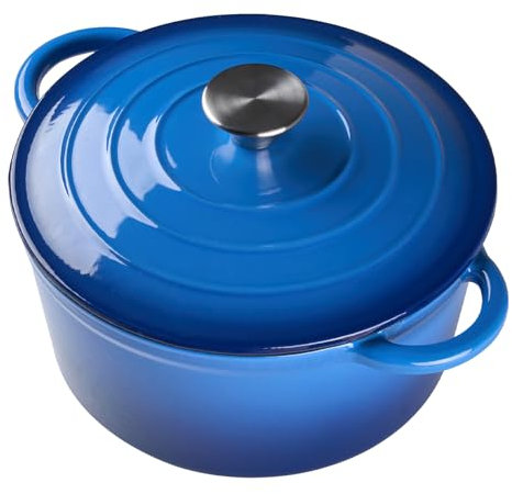 Warmiehomy Enamelled Cast Iron Pot with Lid,Blue 2.7L Non Stick Deep Dutch Oven,Ovenproof Casserole Pot Cooking Stockpot for Induction and Oven Safe,22cm