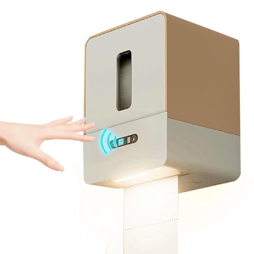 ZJchao Dispensador de Toallas de Papel Automáticas Dispensador de Toallas Eléctricas sin Toque con 3 Configuraciones de Longitud Ajustable Luz Nocturna para el Hotel de Baño Hogar (Brown)