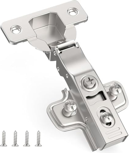 2 Pcs 3D Full Overlay Soft Close Concealed Cabinet Hinge, Hidden Frameless Door, Self Closing, Stain Nickel, Clip On, Euro Stainless Steel Hinges for Kitchen Cupboard