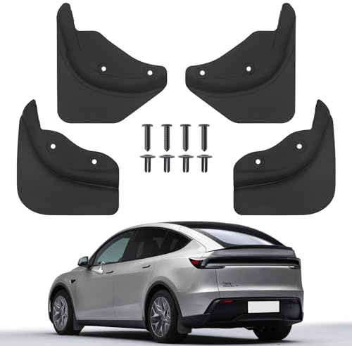Mud Flaps for Tesla Model Y Juniper 2025-2026 Exterior Accessories No Drilling All-Weather Splash Guards with Paint Protection, Black 4PCS Set