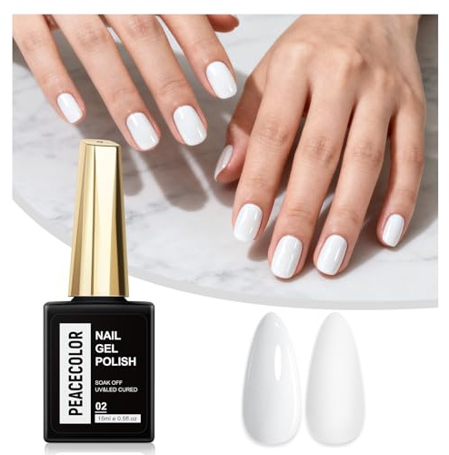 PEACECOLOR 15ml White Gel Nail Polish Milky White Colour High Glossy Soak off UV/LED Cured Long Lasting Nail Art for Professional Manicure Design Decoration at Home or Salon