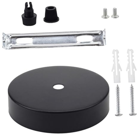 DIKACA Round Ceiling Canopy Kit 100mm x 20mm Black Pendant Light Cover Plate Ceiling Hole Cover for DIY Light Fixtures and Chandelier Parts