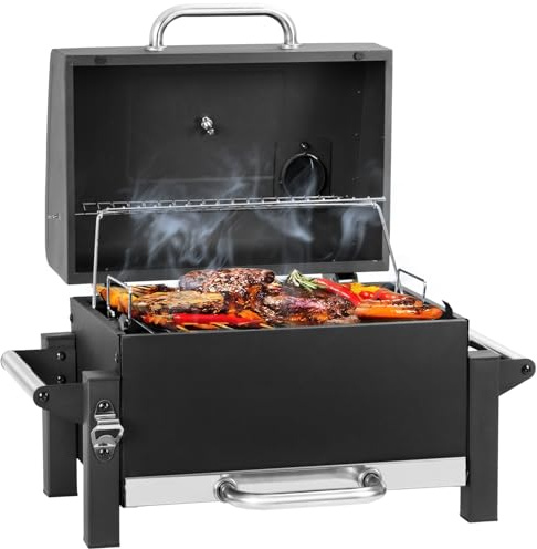 Holzkohlegrill Campinggrill Klappbar, Tragbarer Holzkohlegrill Tischgrill | Mini Kohlegrill faltbar mit Grillrost, ideal für BBQ, Reisen, Picknick