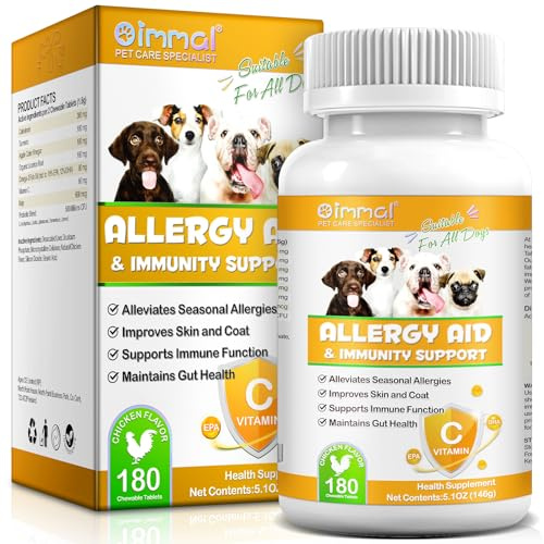 Allergy Aid Per Cani,180pcs Integratore Cane Per Allergie Cutanee,Ambientali E Alimentari,Allevia Le Allergie Stagionali,Supporta La Funzione Immunitaria E Mantiene La Salute Dell'Intestino