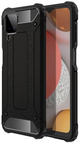 Techsuit für Samsung Galaxy A12 A12 Nacho Hülle mit Stoßfester Schutz, Erhöhte Kanten, Kratzfest, Staubschutz, Präzise Ausschnitte, Verstärkte Ecken, Hybrid Armor Series, PC TPU Hybrid, Schwarz