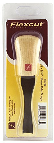 FLEXCUT #9 x 9/16 Palm Sweep (FR703) - High Carbon Steel Blade, Ash Wood Handle, Straight Edge, Wood Carving Chisel