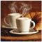 ARTland Wanddeko Glasbilder Wandbild Glas Bild einteilig Quadratisch Kaffee Coffee Cafe Cappuccino Kaffeebohnen Croissant Frühstück T5XO