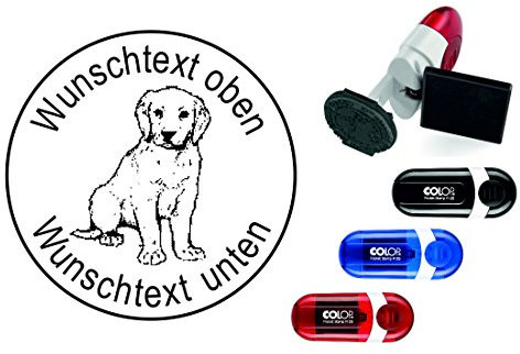 Geocachingstempel Labrador Welpe - mit persönlichem Namen Ø 24 mm