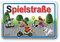 Stikkipix Hinweisschild für Kinder | Warnschild Spielstraße | stabile 3 mm Aludibondplatte | Maße: 400 x 600 mm | Ideal für Spielstraße, Wohngebiet, Spielplatz, Verkehrsberuhigte Zone