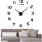 FAS1 Moderne DIY Große Wanduhr Big Armbanduhr Aufkleber 3D Aufkleber Spiegel Effekt Acryl Wanduhr Home Office Abnehmbarer Dekoration (Akku Nicht Enthalten) Schwarz