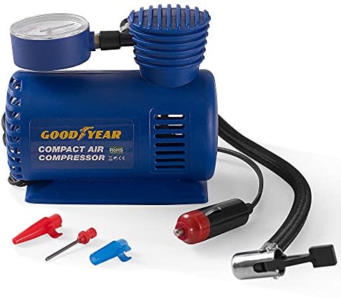 Goodyear Mini compressore d'Aria Compatto, con Cavo da 3 m, Leggero, con luci per Sport e Campeggio