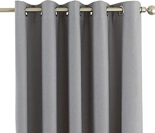 Riva Home Guaranteed Blackout Thermal Eclipse Eyelet Curtain, Silver Grey, 66 x 72 (168 x 183 cm)