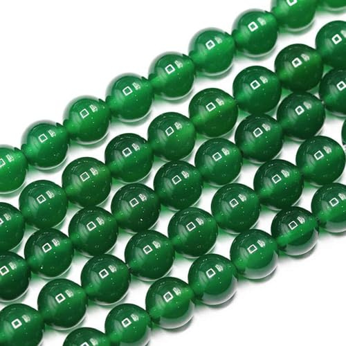 10mm Natural Green Agate Beads Round Semi Precious Gemstone Loose Beads for Jewelry Making (38-40pcs/strand)