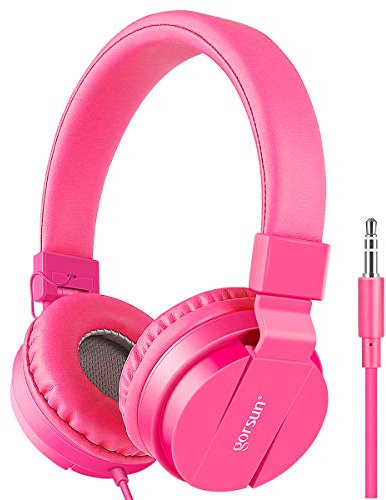 gorsun Kids Headphones with limited volume, Children Headphone Over Ear, kids headphones for boys and girls, Wired Headset for children-Pink