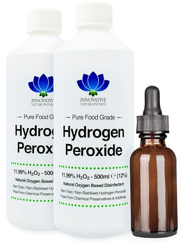 Lebensmittelqualität Wasserstoffperoxid 12% (<11,99%) 1000ml mit kostenlosem 50ml Bernstein Glas Dropper