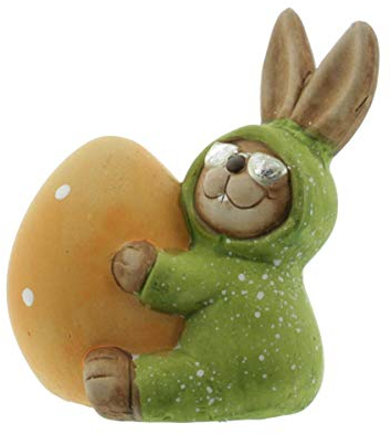 IKO Import Osterhase Dekoration Frühling Keramik 9 cm x 22,5 cm x 6 cm (Grün)