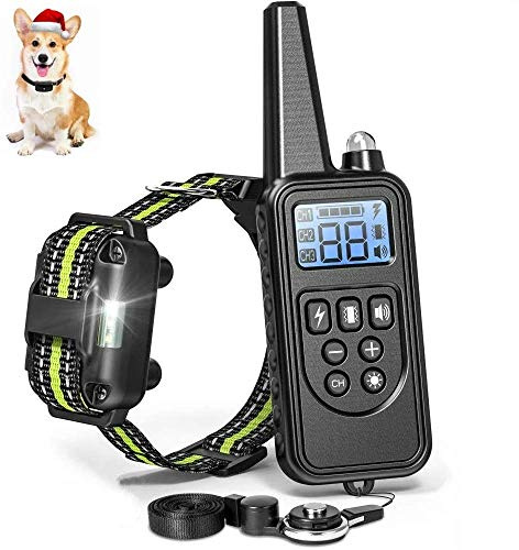 LELYFIT Collier de Dressage à Distance pour Chien, Rechargeable sans Danger Électrique de Dresseur d'animal Familier Étanche avec Télécommande 4 Modes de Vibration Tonale Scope 800 Mètres