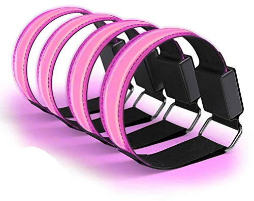 Led Armband Aufladbar, 4 Stück Reflective LED leucht Armbänder Lichtband Kinder Nacht Sicherheits Licht für Laufen Joggen Radfahren Hundewandern Running