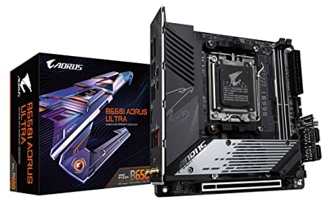 GIGABYTE B650I AORUS Ultra (AM5/ LGA 1718/ AMD/ B650/ Mini-ITX/ 5-Year Warranty/ DDR5/ PCIe 5.0 M.2/ PCIe 5.0/ USB 3.2 Gen2X2 Type-C/Wi-Fi 6E/ Intel 2.5GbE LAN/Q-Flash Plus/EZ-Latch/Motherboard)