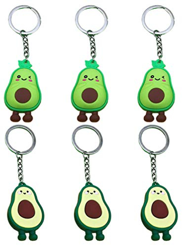 TENDYCOCO 6 Stück Avocado Schlüsselanhänger Cartoon Schlüsselring Kette Handtasche Anhänger Charme Schmuck Dekorationen für Paare Freunde Party Geschenke