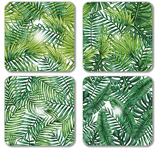 Interluxe LED Untersetzer 4er Set - Tropical - Vier leuchtende Untersetzer für Gläser, Gin-Tonic, Cocktails als Sommer-Tischdeko