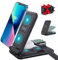 3 in 1 Wireless Charger Qi Induktion Faltbare Ladestation 15W Schnelles Kabelloses Ladegerät kompatibel mit iPhone 14/13/12/11/11Pro/XR/Xs/8/8P/Samsung/iWatch6/5/4/3/2/AirPods 2/Pro