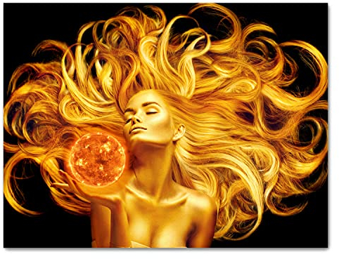 wandmotiv24 Leinwandbild Gold Collection, Querformat, goldene Frau Super-nova M0163