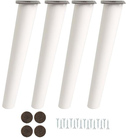 MOBILIARIOCLICHI Pieds pour meubles en bois de hêtre, pieds coniques avec inclinaison, et plaque de montage déjà installées. 8 cm de hauteur, couleur naturelle (30 cm, blanc)