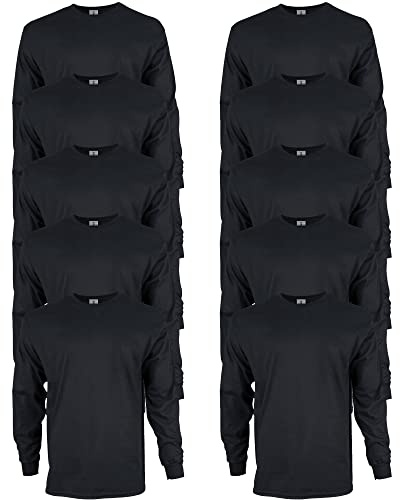 GILDAN T-Shirt Ultra Cotton Long Sleeve T-shirt, Style G2400 Men's (Pack of 10)