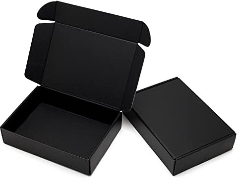 Timirog Schwarze Versandkartons, 25 Stück, Wellpapp-Versandkarton für kleine Unternehmen, Literatur-Versandtaschen zum Verpacken von Bildern, Büchern, Kleidung, Geschenken