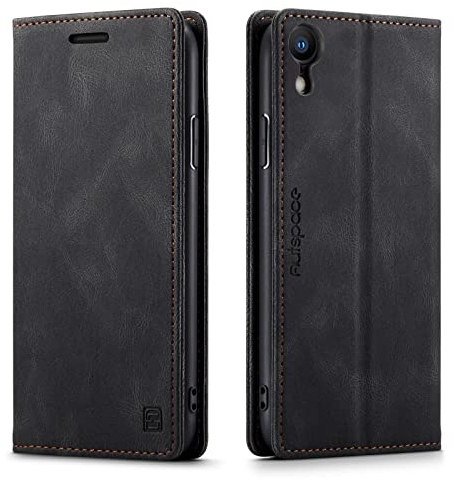 LOLFZ Wallet Case for iPhone X iPhone XS, Magnetic Flip Leather Case with RFID Block Card Slots Kickstand Shockproof Protective Cover Compatible with iPhone X XS - Black