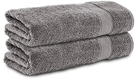 Komfortec 2er Handtücher 50x100 cm Set aus 100% Baumwolle, Frottee, Weich, Anthrazit Grau